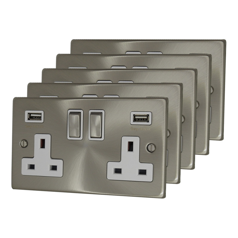 10 Amp Light Switch 4 Gang 2 Way in Satin Brushed Matt Chrome SQUARE Style Plate 